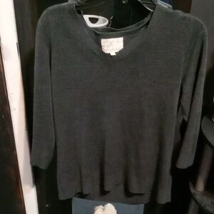 Debbie Morgan Charcoal V-Neck Sweater Petite L